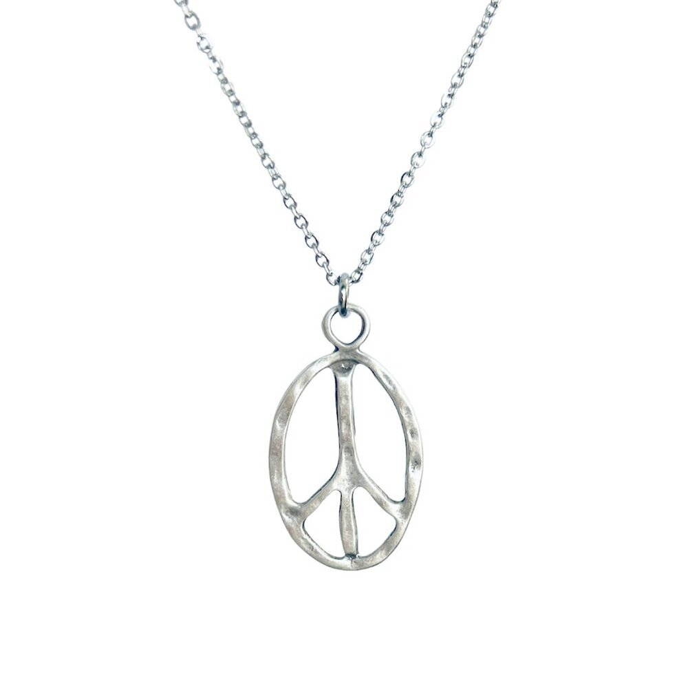 Peace sign necklace hippie accessories hippie jewelry for women bronze